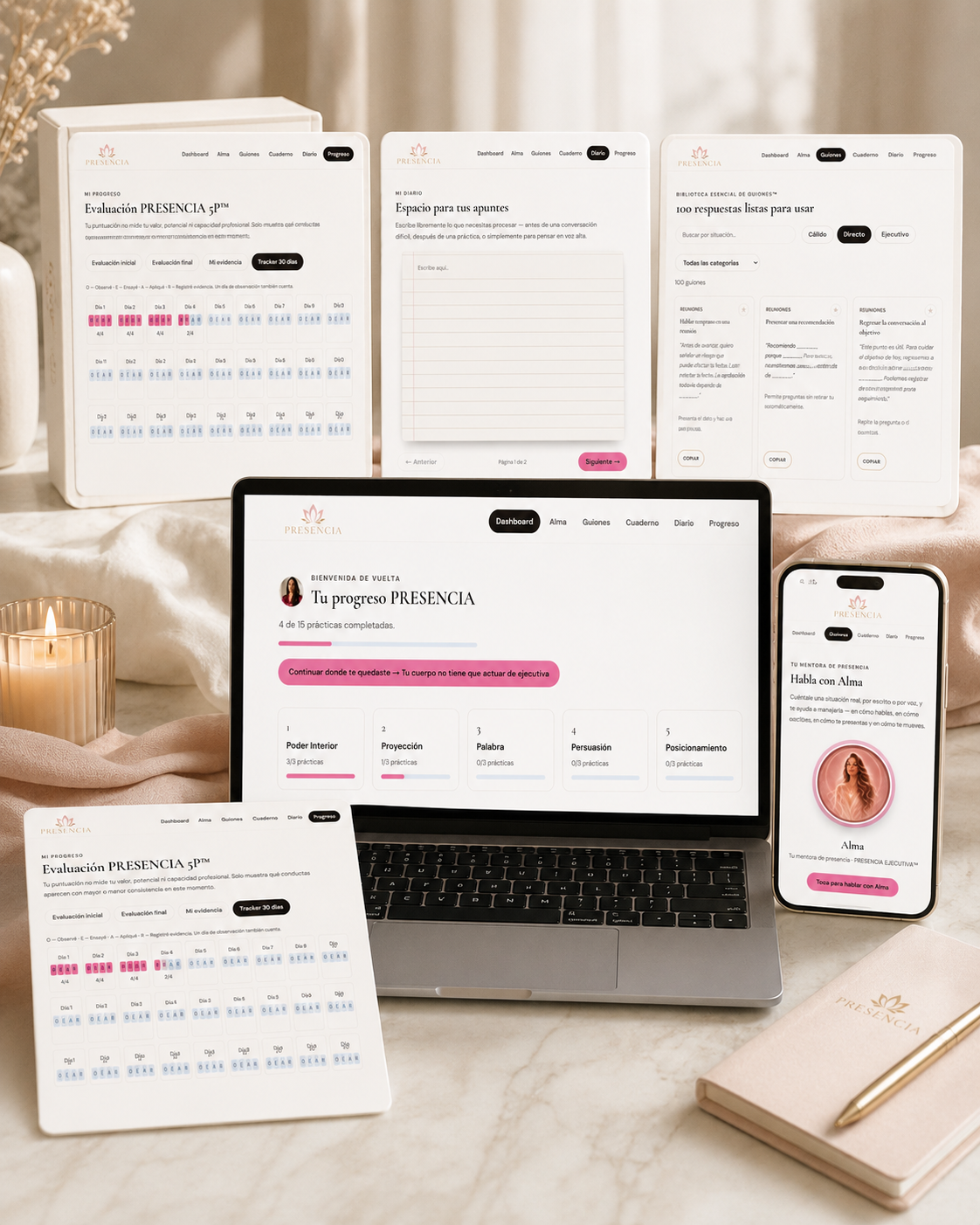 Mockup de lo que recibes dentro de PRESENCIA EJECUTIVA™